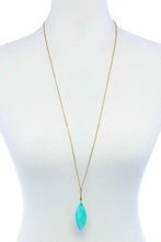 Fashion Oval Stone Pendant Long Necklace