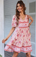 Floral Print Puff Sleeve Bohemian Dress
