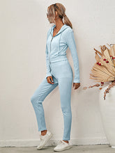 women's hooded cardigan long sleeve zipper casual suit