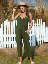 Women's casual suspenders jumpsuit loose simple wide-leg jumpsuit