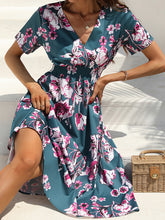 Floral Print V-Neck Vacation Midi Dress