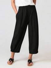 Loose Harem Pants High Waist Cotton Linen Cropped Pants Wide Leg Women's Pants