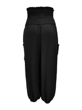 New women's elastic high waist wide leg casual trousers