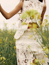 Women's Fashion Retro Half-Slit Irregular Design Round Neck Sleeveless Vest + Skirt Set