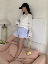 Women's lace shorts wear elastic waist striped casual pants