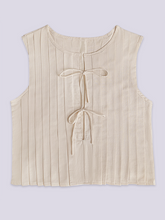 Women's cotton and linen blouse with straps