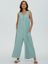 Women's casual pocket button jumpsuit