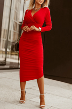 Tight midi dress, red