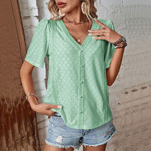 Fashionable white short-sleeved shirt blouse