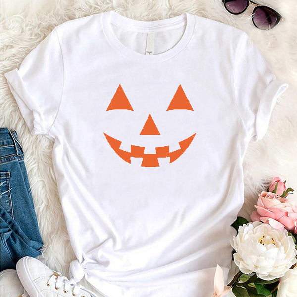 Women Halloween Pumpkin Print Knit Top