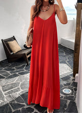 Elegant solid color loose suspender dress