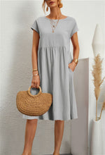 Women's Solid Color Round Neck A-Line  Dress