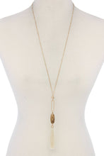 Cut Out Long Oval Bead Tassel Pendant Necklace