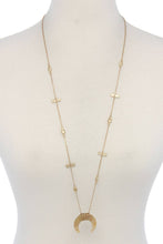 Stone Crescent Moon Pendant Necklace