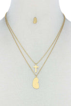 Stylish Double Layer Cross And Mary Necklace And Earring Set