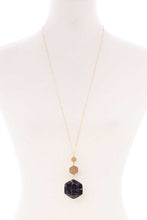 Marbling Natural Stone Pendant Long Necklace