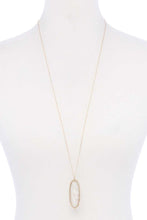 Acetate Oval Metal Edge Pendant Necklace
