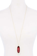 Acetate Oval Metal Edge Pendant Necklace