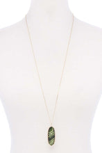 Acetate Oval Metal Edge Pendant Necklace