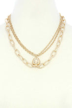 Metal Ball Oval Link Layered Necklace