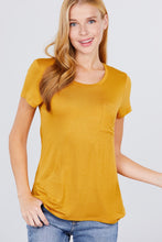 Short Sleeve Scoop Neck Top With Pocket