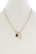 Oval Shape Rhinestone Charm Necklace