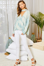 Chocker Neck Surplice Hi-lo Tie-dye Top