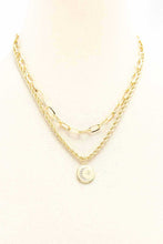 2 Layered Metal Chain Round Pendant Necklace