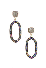 Beaded Oval Post Drop Earring