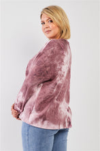 Mauve & Purple Tie-dye Bleach Effect Graphic Print Detail Long Sleeve Sweatshirt