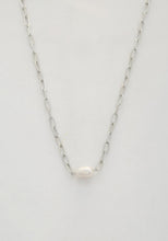Pearl Bead Oval Link Necklace