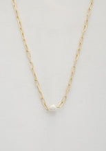 Pearl Bead Oval Link Necklace