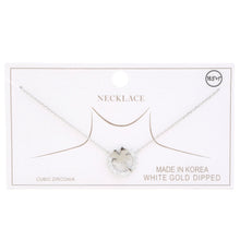 Clover Rhinestone Ring Charm Gold Dipped Necklace