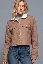 Button Closure Sherpa-lined Twill Jacket