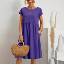 Women's Solid Color Round Neck A-Line  Dress