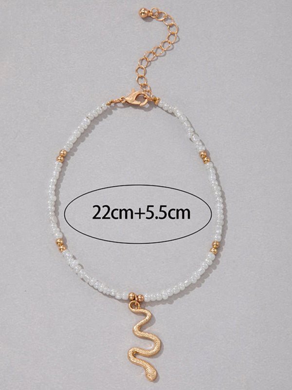 Simple Fashion Jewelry Shell Beaded Single Layer Anklet Beach Wind Rice Beads Foot Decoration