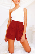 Ladies Cotton Linen High Waist Loose Wide Leg Shorts