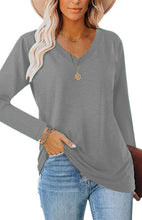 Women's Fashion Casual Solid Color V Neck Tops