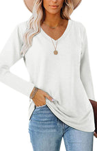 Women's Fashion Casual Solid Color V Neck Tops