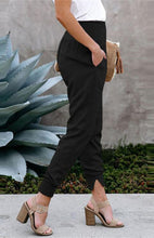 Ladies Solid Color High Waist Slit Casual Pants