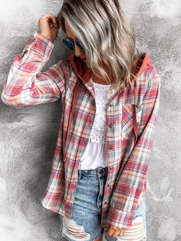 Women's Hoodie Button-Down Casual Shirt Jacket