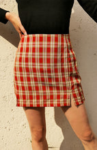 Versatile Hip Wrap Split High Waist Plaid Skirt