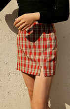 Versatile Hip Wrap Split High Waist Plaid Skirt