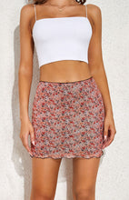 Printed Mesh High Waist Double-Layer Slim Package Hip Half-Body Skirt