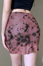 Printed Mesh High Waist Double-Layer Slim Package Hip Half-Body Skirt