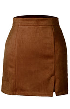 Suede Hip High Waist A-Line Half Skirt