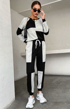 Color Block Sweater Round Neck Suit