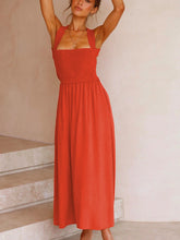 Women's Casual Fashion Solid Color Cotton Linen Sling Dress