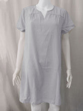 V-Neck Rolled Short Sleeve Gathered Curved Linen Dress