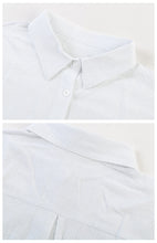 Linen Lapel Button Raglan Short Sleeve Shirt Curved Slit Hem Blouse